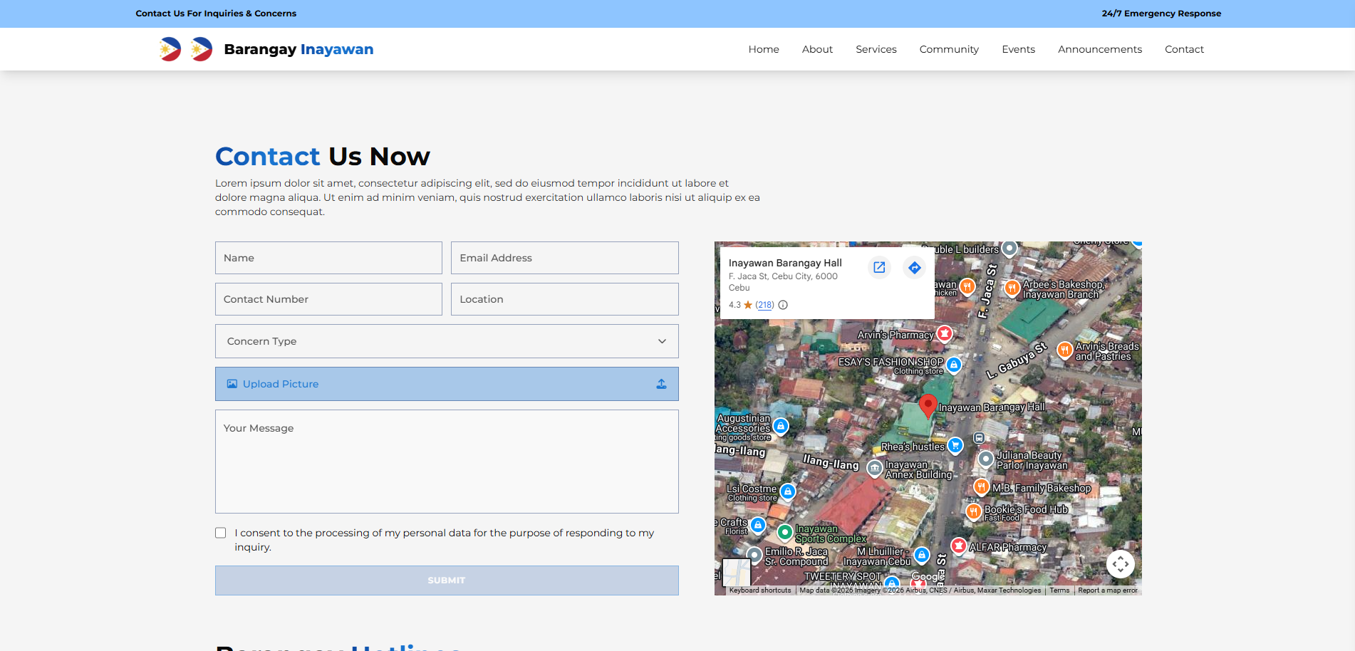 Screenshot of Barangay Website Template