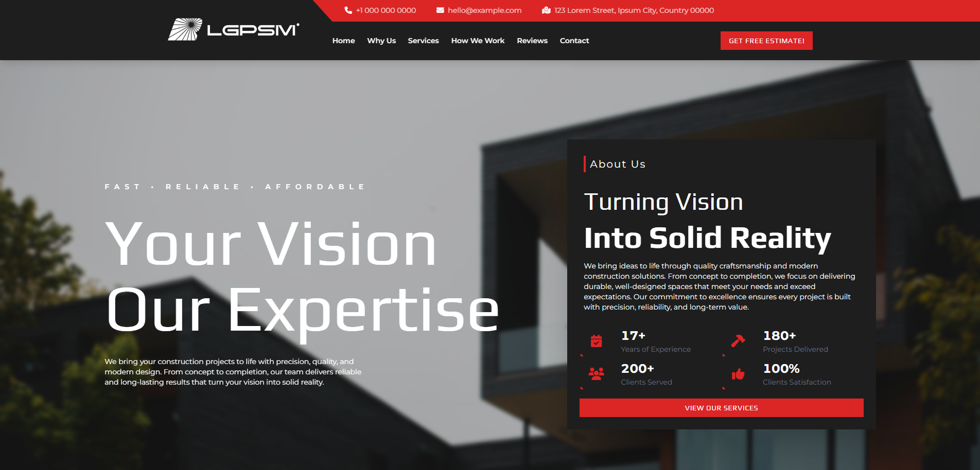 Screenshot of Construction Website Template V3